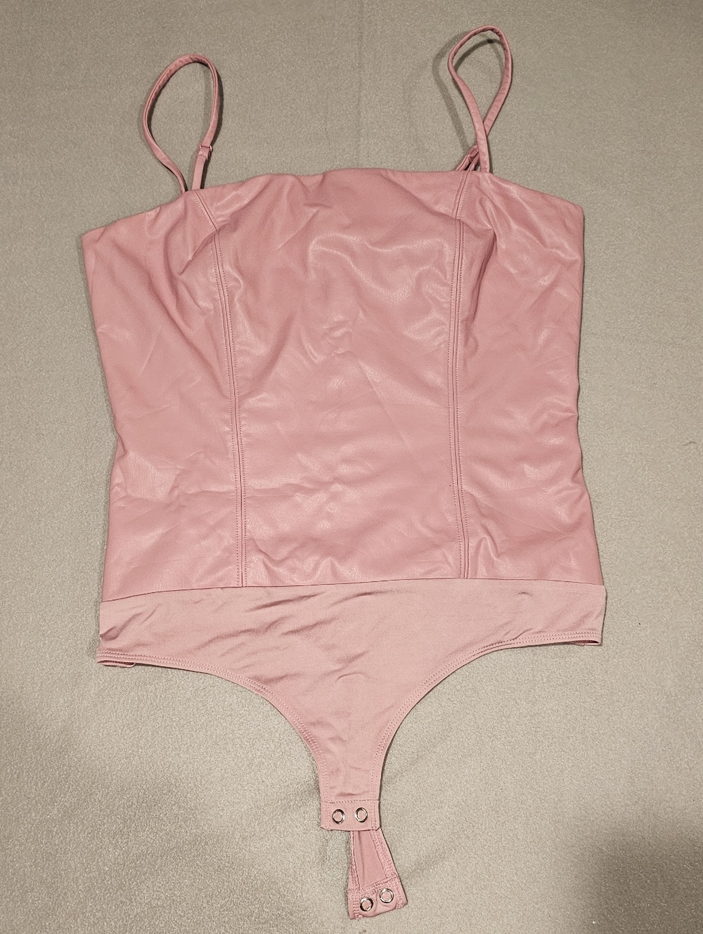 Express Light Pink Imitation Leather One-Piece Bodysuit Size‎ M
